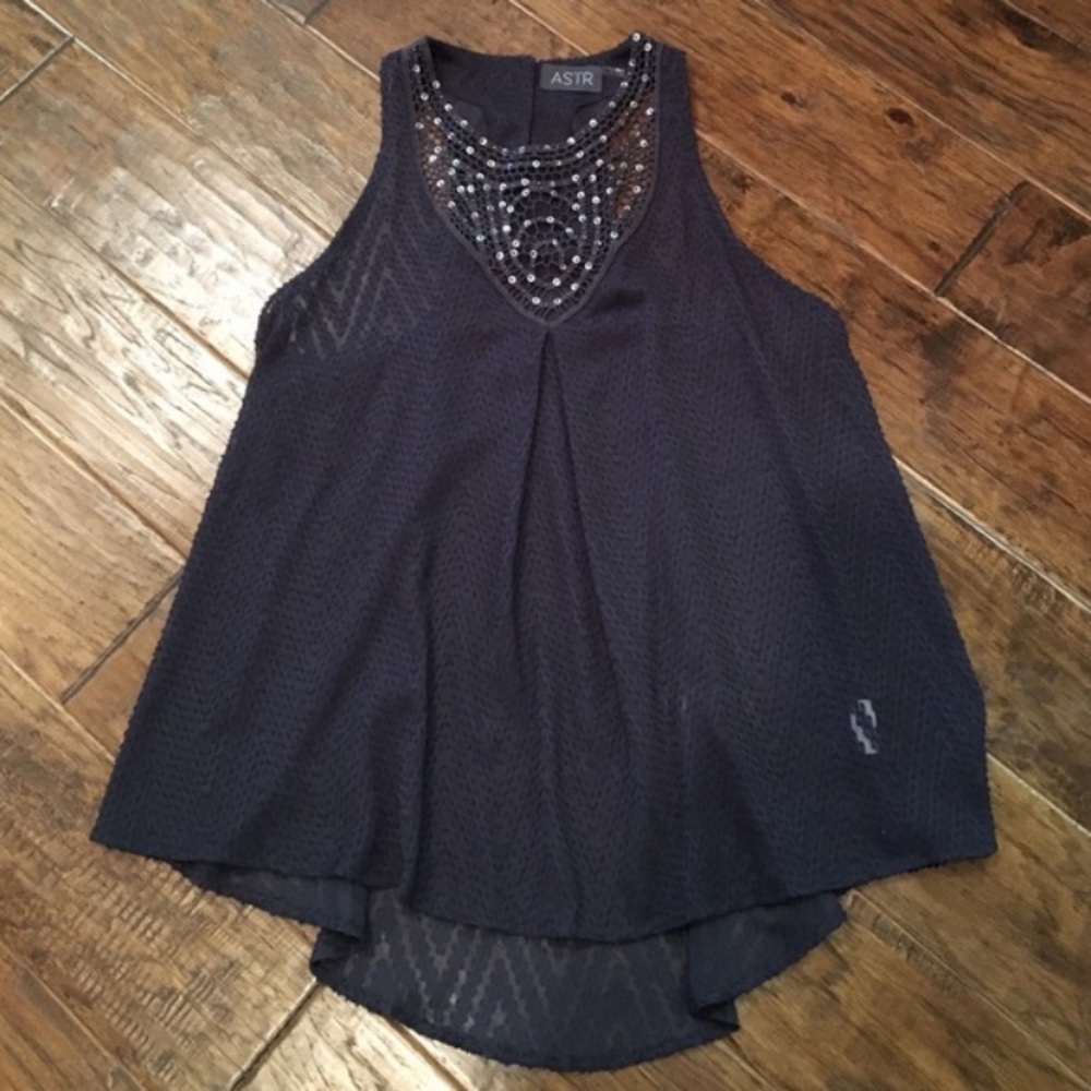 ASTR Sheer Sleeveless Sequined Top